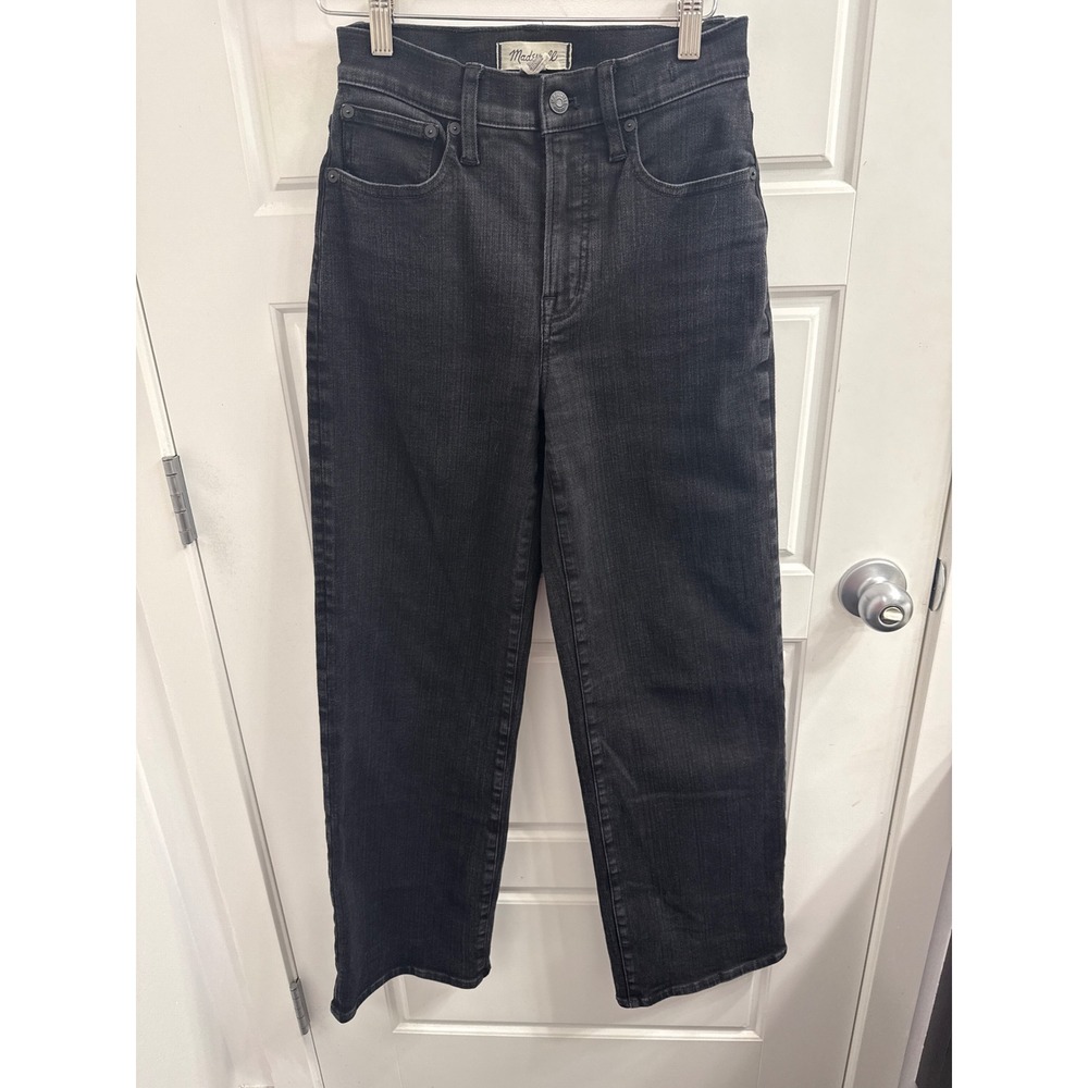 Madewell The Perfect Vintage Wide-Leg Jean Faded Black High Rise Denim Size 25